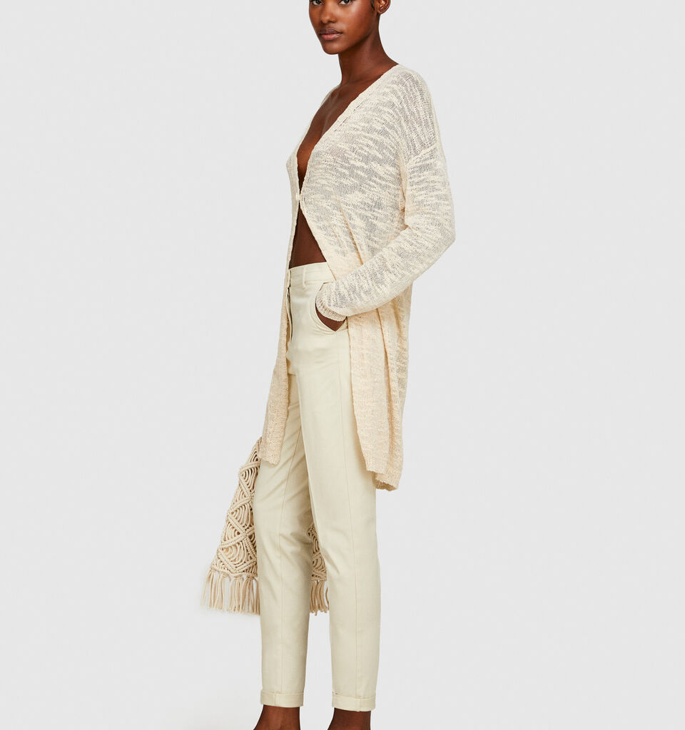 Cigarette trousers - women's skinny fit trousers - Creamy White | Sisley image number 2